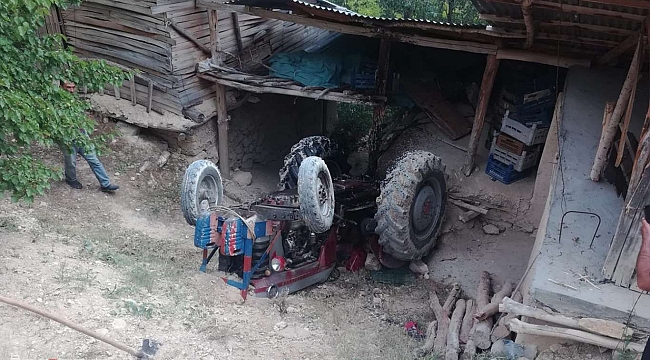 Şarampole yuvarlanan traktörün sürücüsü ağır yaralandı 
