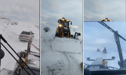 Darende’de Kar Ve Tipi Hayatı Olumsuz Etkiledi, Mahsur Kalan Araç Kurtarıldı