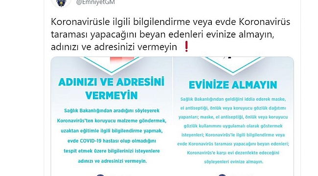 Emniyet Genel Müdürlüğünden Coronavirus istismarcılarına karşı uyarı