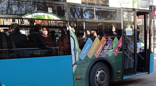 Vaka sayılarının yüksek olduğu Malatya’da toplu taşıma araçları tıka basa dolu