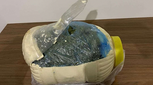 Yağ bidonundan esrar çıktı