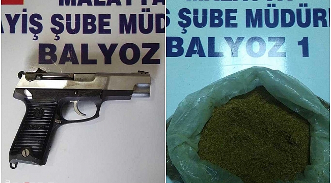 Malatya'da uyuşturucu madde ile silah ele geçirildi 