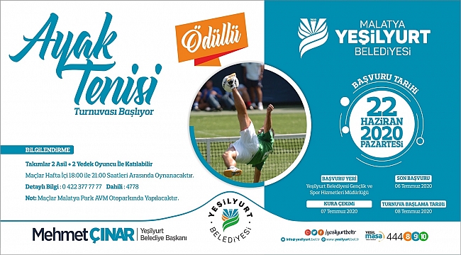 YEŞİLYURT BELEDİYESİ, AYAK TENİSİ TURNUVASIYLA SPORSEVERLERLE BULUŞACAK