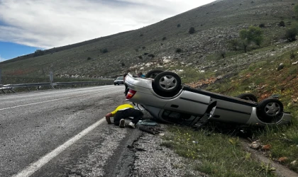 Kontrolden çıkan otomobil takla attı: 1 yaralı