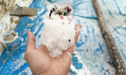 Elazığ'da dolu yağışı etkili oldu
